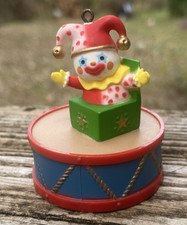 1983 Enesco Ornament Christmas Jack In The Box Red Hong Kong 2" x 1.5"