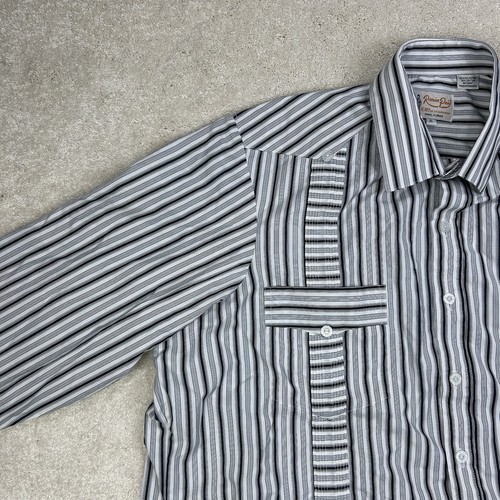 Ramon Puig Men’s Black White Striped Cotton Blend Guayabera Button LS Shirt XL - Picture 5 of 9