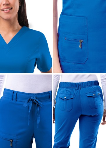 Adar Uniforms Women's Scrub Set - Enhanced V-Neck Top/Multi Pocket Pants - Picture 82 of 126