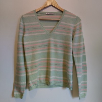 Marks & Spencer Autograph Jumper Cashmere Green Pastel Stripes Size 8