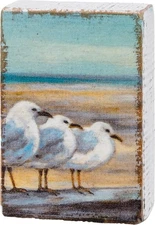 Seagulls Beach  Primitives By Kathy Tiny Block Sign ~ 3 in by 2 in