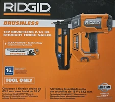 RIDGID 18V Brushless 16Ga Straight Finish Nailer R09893B Tool Only New Sealed 