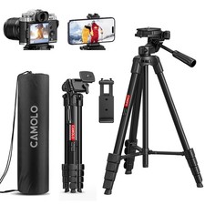 CAMOLO Camera Tripod, 67" Camera Tripod Stand with Phone Holder for Canon Nikon