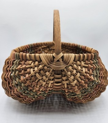 Vintage Wicker Buttocks Farmhouse Egg Gathering Basket Hand Woven Primitive