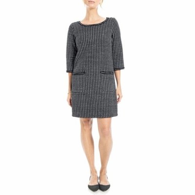 MAX STUDIO NWT Black/White Tweed 3/4 Sleeve Shift Dress M