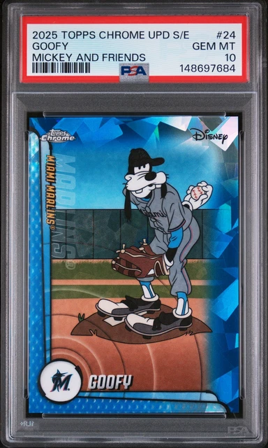 2025 Topps Chrome Sapphire Update Series Mickey And Friends #24 Goofy PSA 10