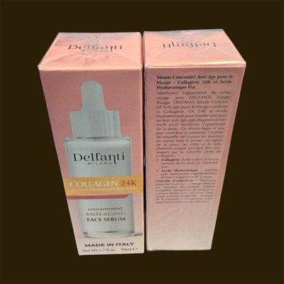 Delfanti Milano Collagen 24K Anti-Aging Day Cream, Face Serum lot italy NEW