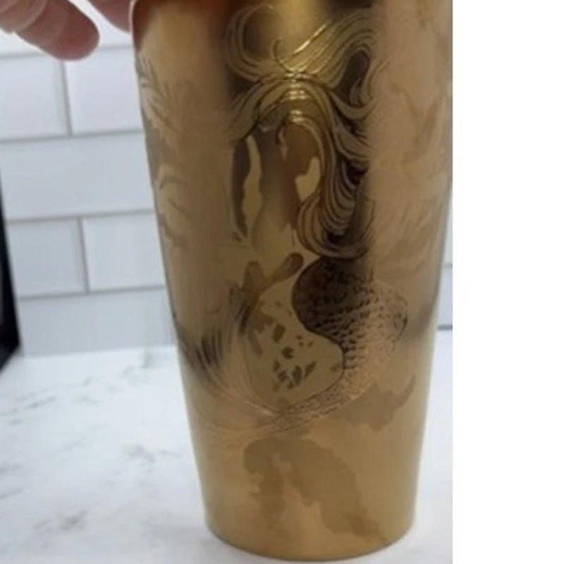 Керамическая дорожная кружка Starbucks 2022 с медной сиреной русалкой с двойными стенками - Изображение 2 из 4