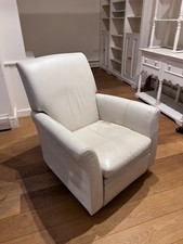 Retro Cream Leather Reclining Armchair