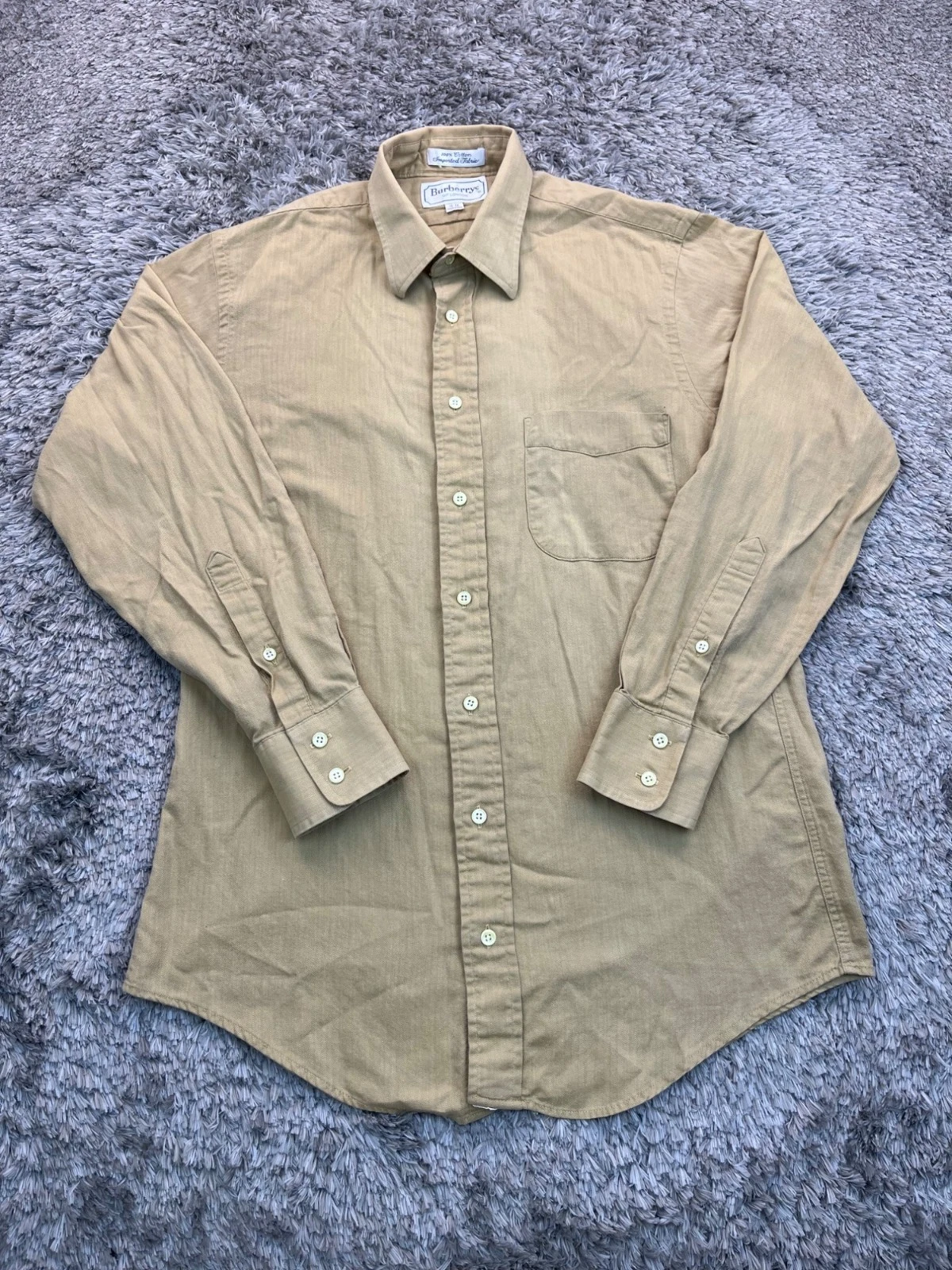 Camicia Burberry uomo 15 32 London marrone twill manica lunga bottoni vintage made in USA