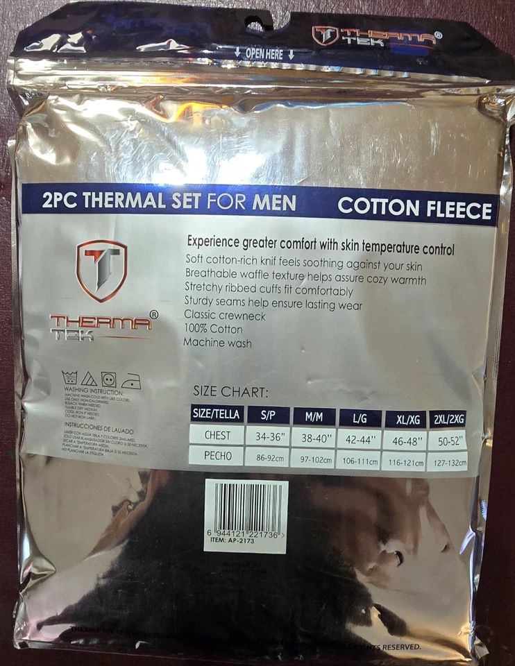 Juego de 2 piezas de vellón de algodón térmico para hombre 2XL 100 % algodón superior e inferior clima frío Foto 4 de 4