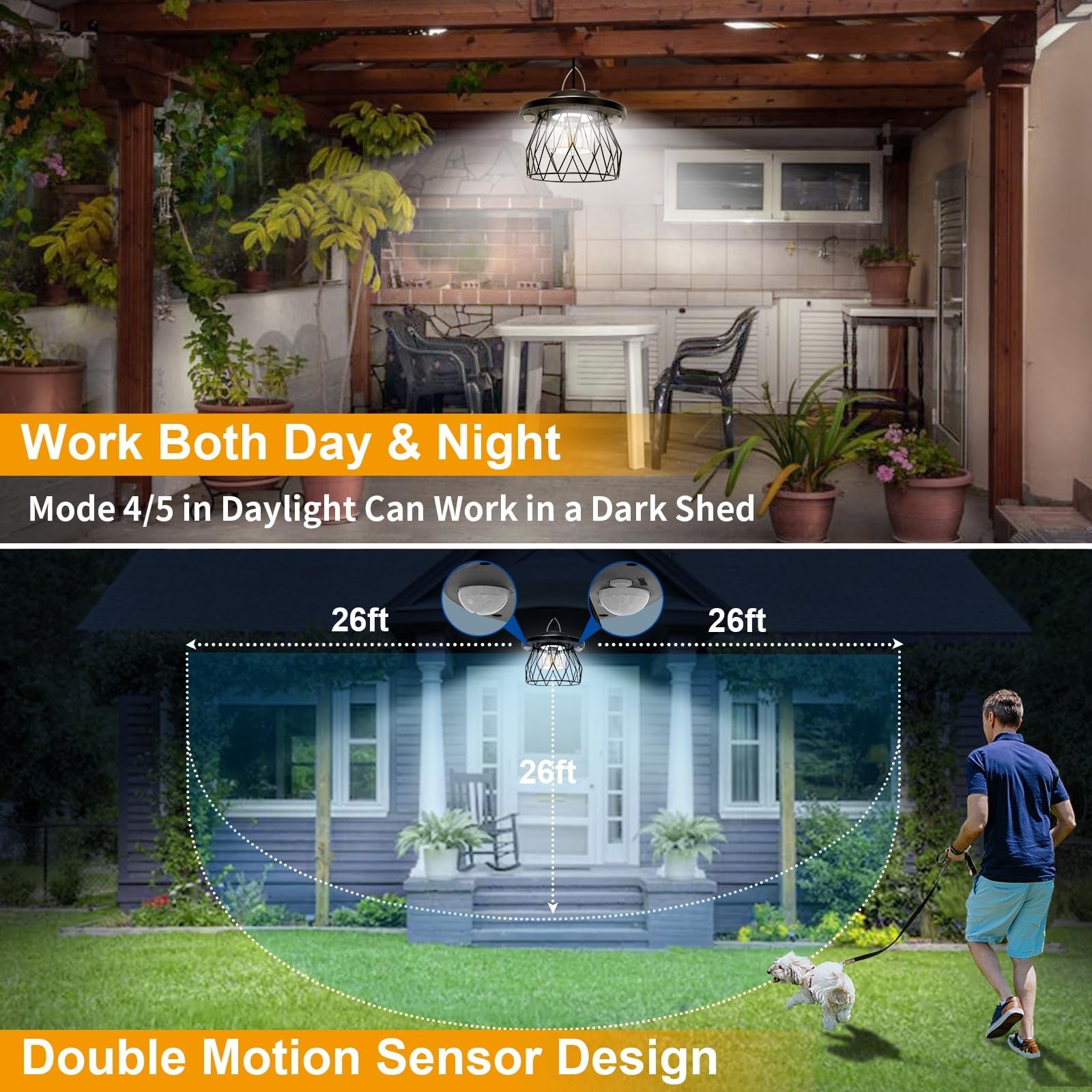 Shed Light Solar Powered, 2 Motion Sensor Lights Outdoor with Remote, Unique ...