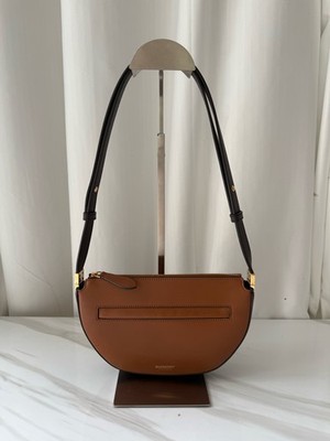 Burberry Olympia Small Shoulder Bag Caramel Leather Black Gold Hardware 100%AUTH