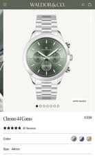 WALDOR & CO. Chrono 44 Como 44mm Green Dial Quartz Chronograph Steel