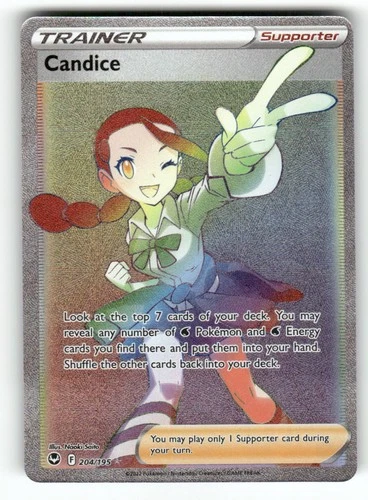 Candice 204/195 - Rainbow Rare Silver Tempest Pokemon Holo NM