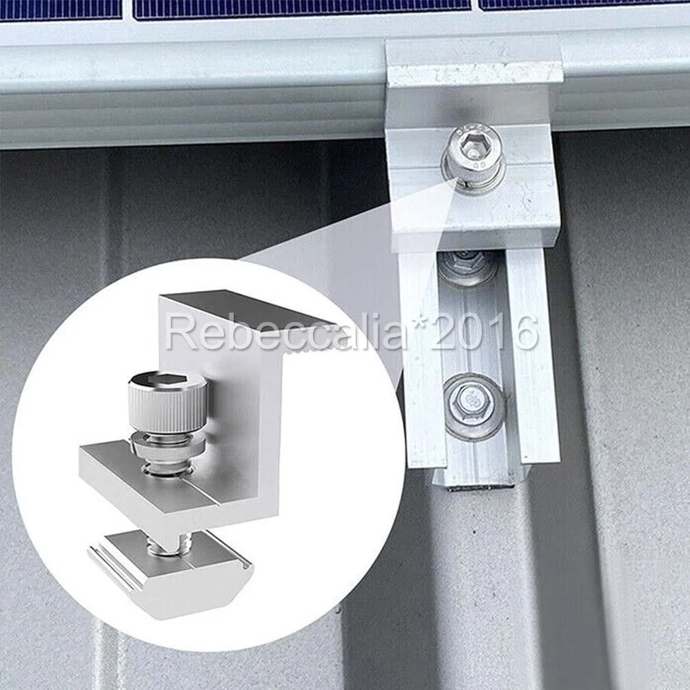 10pcs 30mm Solar Panel Rail Bracket Mounting Aluminium Fixing Mid/End Clamp AUS