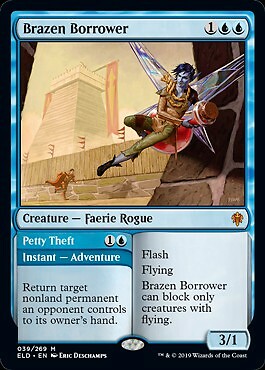 MTG Brazen Borrower Card - Throne Of Eldraine Mythic Rare, Blue Faerie Rogue Creature, Near Mint English 10 thumbnail image