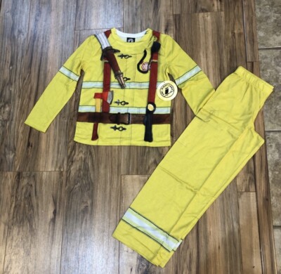 Boys Fire Fighter Costume Pajamas Size Small 6-7