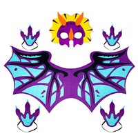 Drachen KostüM Accessoire Set - FlüGel + Maske + Pfoten FüR Halloween Fasching