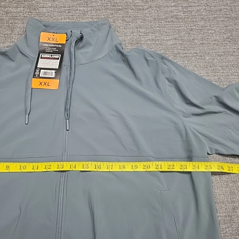 Chaqueta Kirkland Signature para mujer activa con cremallera completa talla XX-grande gris tormentoso Foto 2 de 4