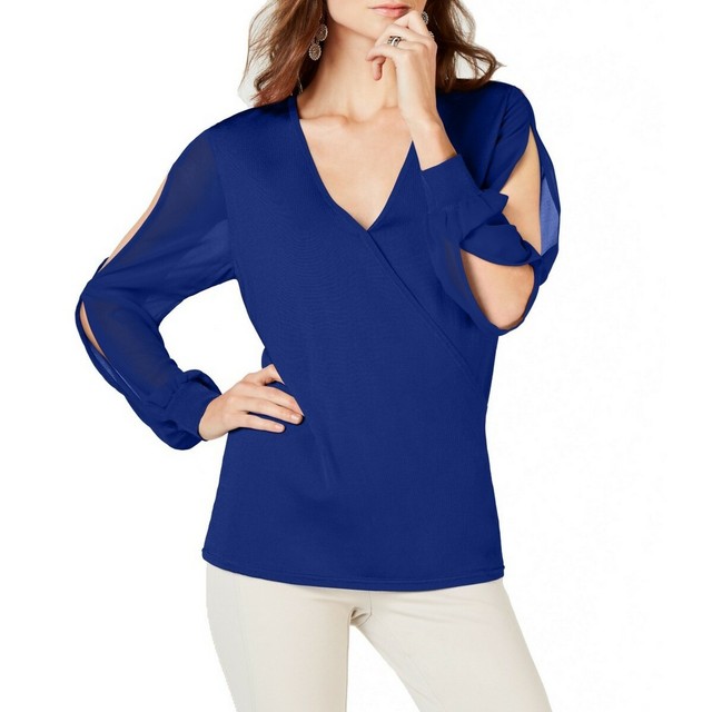 royal blue sheer top
