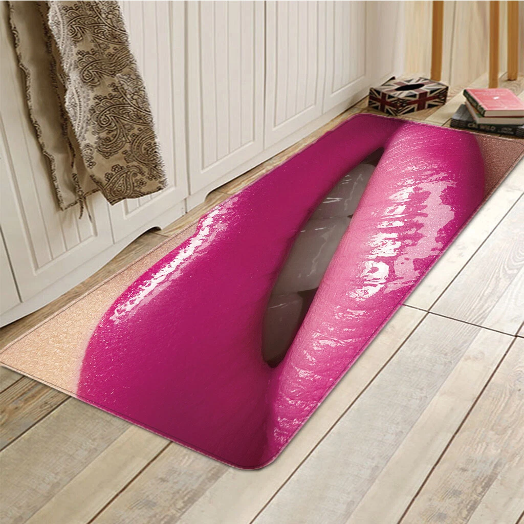 Flame pink lip Mat Kitchen Rug Bedside Rug Doormat Art Deco Carpet