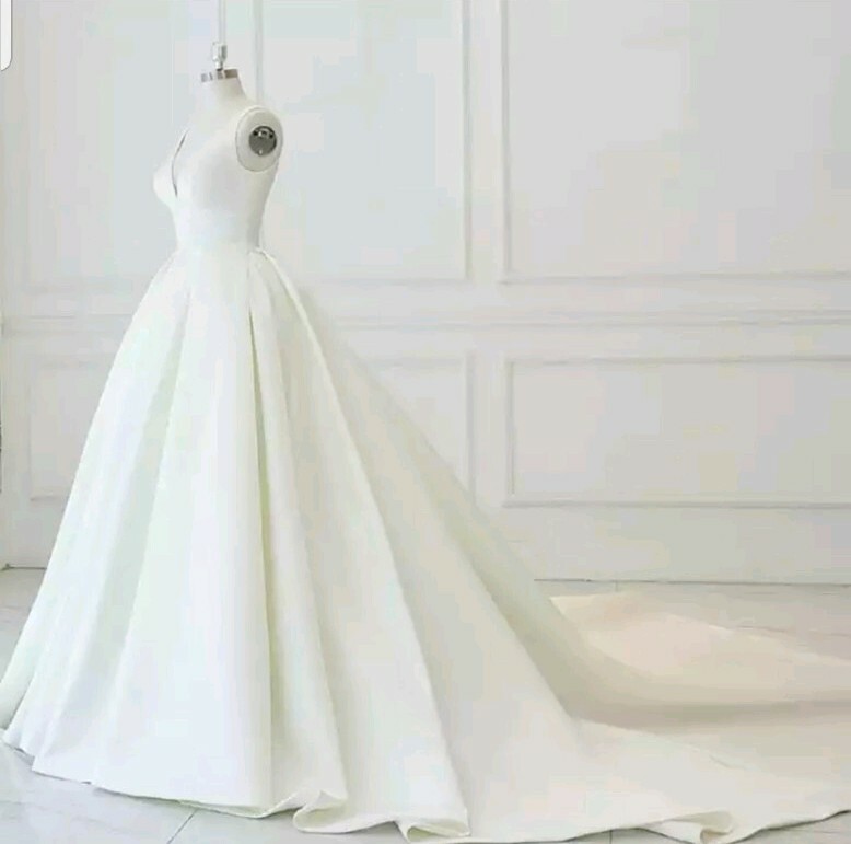 UK White ivory Princess Bridal Satin Sleeveless A Line Wedding Dresses Size  6-20 | eBay
