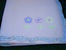 Kidsline Pink Fleece Infant Blanket Floral Ruffle Appliqued Flowers