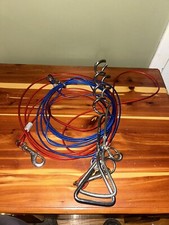 Two Dog Stake Tie Out with 16ft Cable, Heavy Steel Outdoor Use Chew Resistant