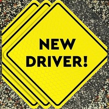 ASSURED SIGNS New Driver Car Magnet Sign - 3 Pack 6" by 6" Safety Sign