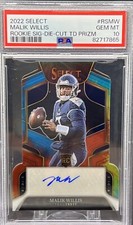 2022 Select Malik Willis Rookie Signatures Tie-Dye 15/25 Die-Cut PSA 10 RC BW3