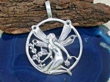 Grande Ciondolo Fate Collana 925 Argento Sterling Con Nastro Da Donna Gothic