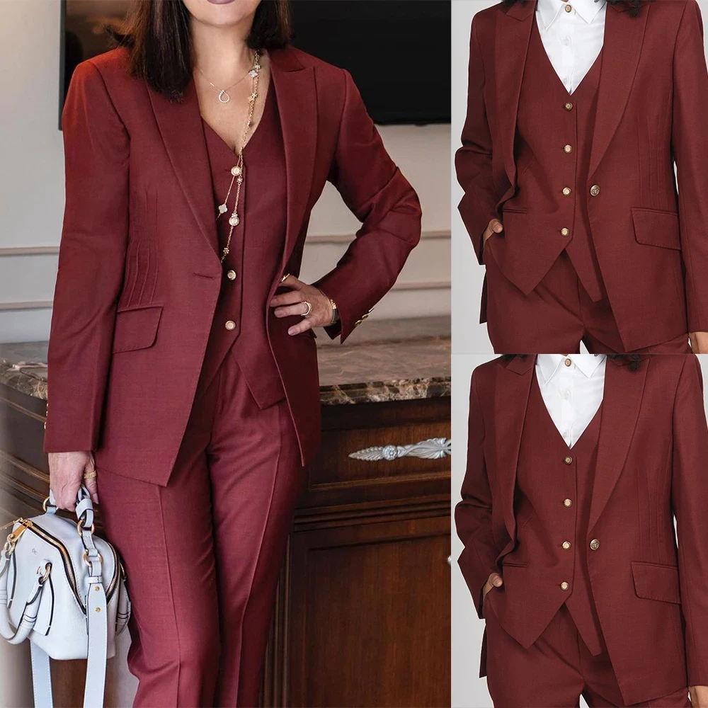  Red Suit for Women Burgundy Pants Suit for Womens Business Casual  Outfits for Work Clothes for Women Office 3 Piece Outfits Burgundy-18 :  Clothing, Shoes & Jewelry