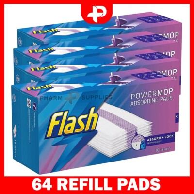 Flash Power Mop 16 Nachfüllpack Oberflächenreinigungspad Einweg saugfähiges Tuch 4er Pack