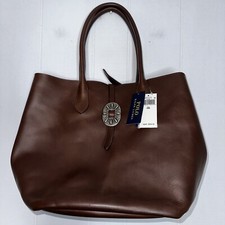 Polo Ralph Lauren Leather Bellport Large Tote Bag Purse Brown Nwt 