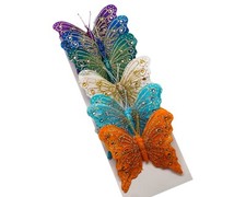 12PC 4" Rainbow Gold Glitter Feather Butterfly Craft DIY Wedding Cake Topper