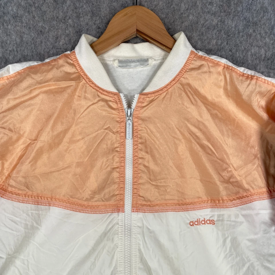 Vintage Adidas Jacket Womens 10 White Pink 80s 90s Windbreaker Abstract - Image 2 of 4