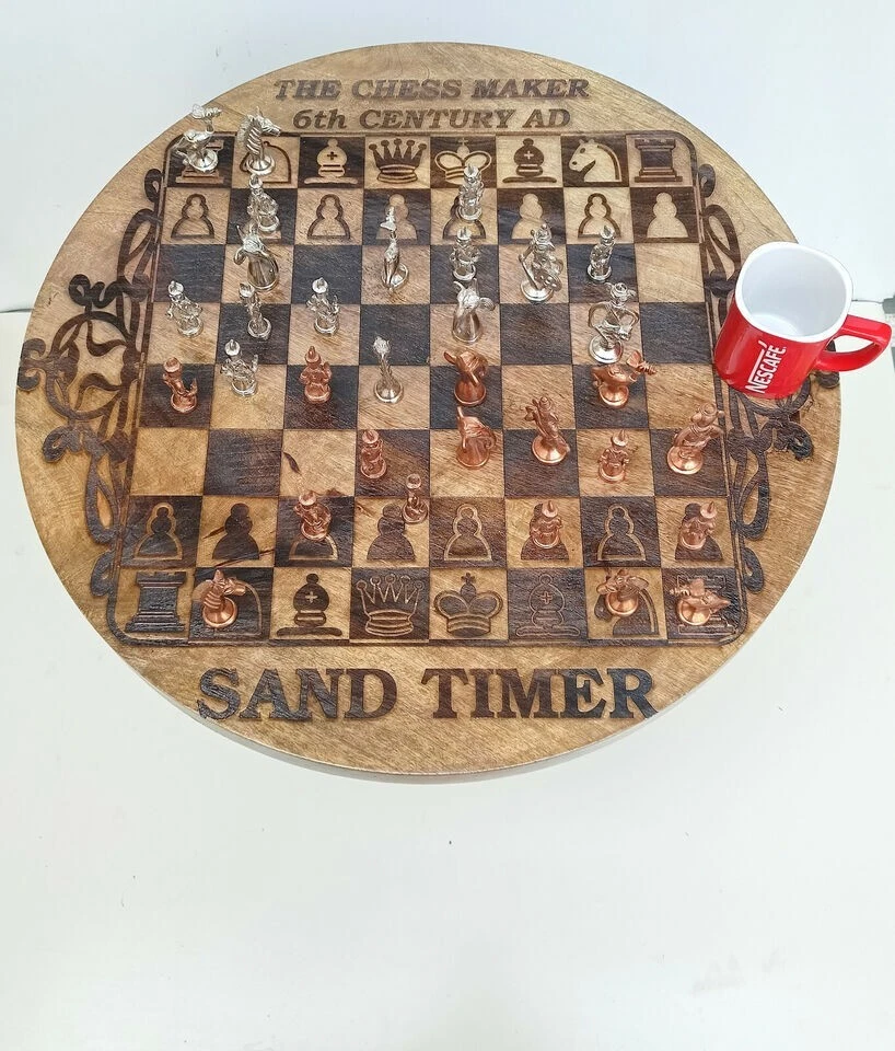 Stylish Chess Table Chess Game Chess Table With Brass Wooden Round Chess Table - Image 4 of 4