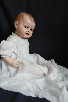 Rare Bébé Poupée Ancien Caractère, Tête Pleine En Composition Moulée 273, Hauteur 43 Cm