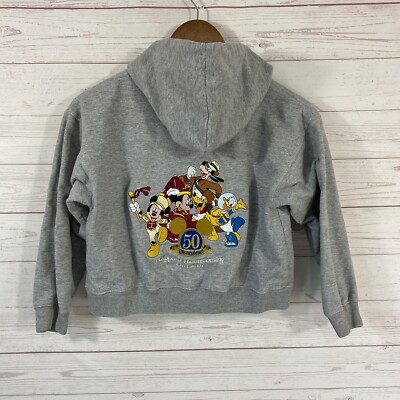 Disneyland 50th Anniversary Full Zip Hoodie Kids Medium Gray