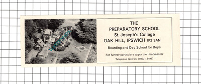 St Joseph's College Oak Hill Ipswich Suffolk Werbung - 1972 Ausschnitt