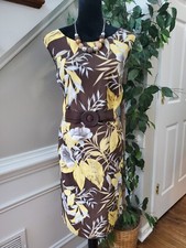 Connected Women Brown Polyester Round Neck Sleeveless Knee Length Dress Size 20W