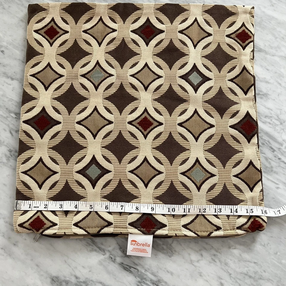 2 sunbrella Outdoor Geometric Jacquard Pillow Cases 16” X 16” Brown/Beige/Khaki - Изображение 4 из 4