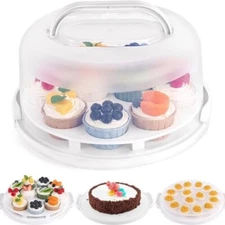 Cake Holder 3 N 1 Multipurpose Platter with Lid Travel Container Egg Pan