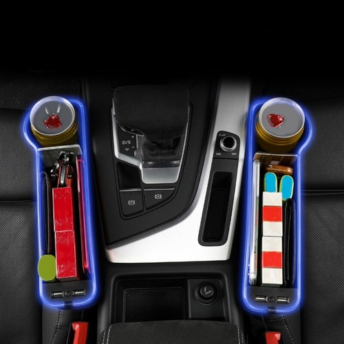Multifunctional Car for Seat Gaps Filler with Dual USB Charging Cup Holder LED - Photo 5/11