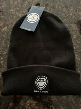 NWT Life is Good Black Jake Face Graphic Tahoe Cuff Beanie