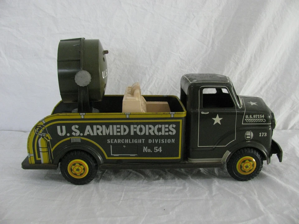 Camión reflector vintage de acero prensado Marx de las Fuerzas Armadas del Ejército de los Estados Unidos #54 ¡Leer! Foto 4 de 4