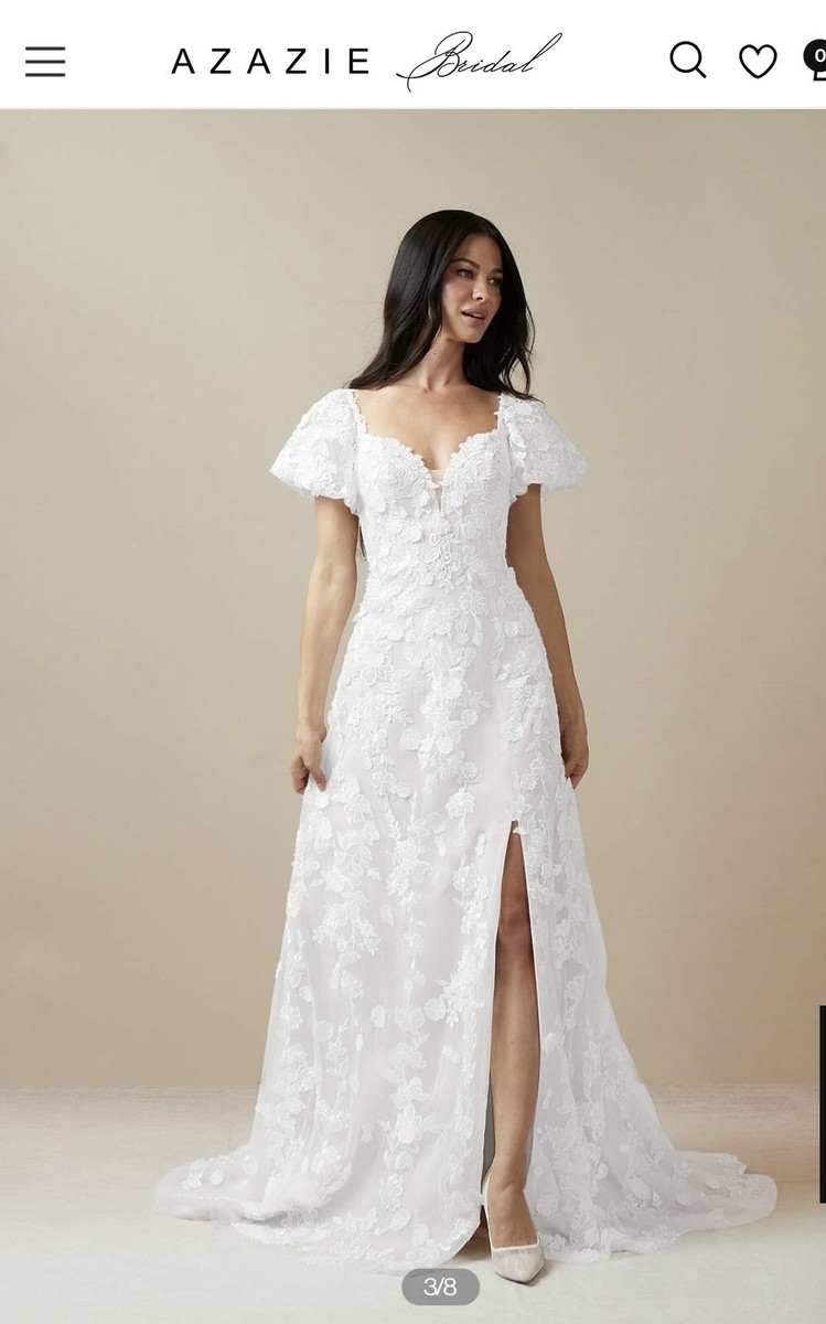 Azazie Vivienne Diamond White Wedding Dress - Size 8 - Brand New With Tags  NWT!