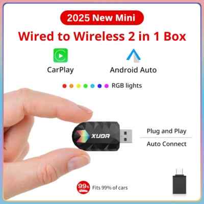 2in1 Wireless CarPlay AI Mini Box Android Auto Box PlugPlay Automatic Connection
