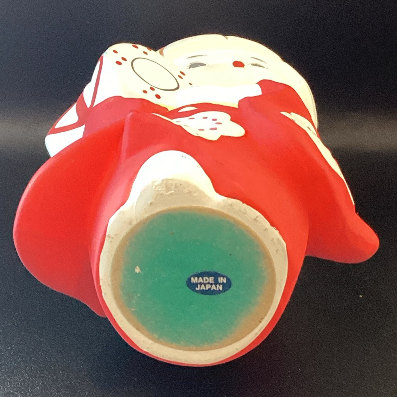 Cute Vintage Japanese Girl Figurine Hand Painted Red Kimono Drum